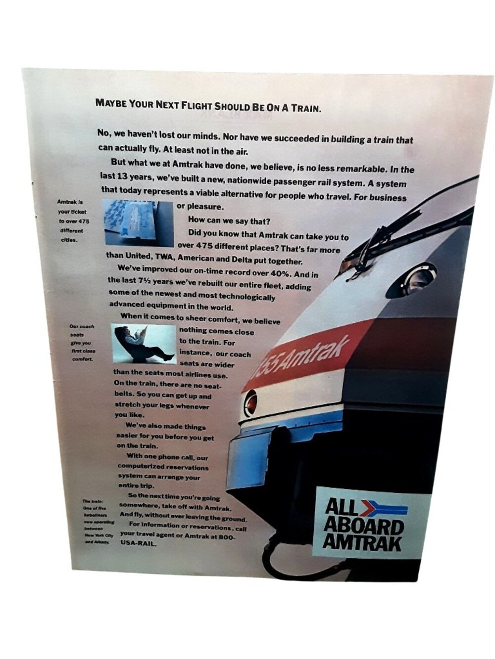 Amtrak Train Travel 1984 Vintage Print Ad Railroad Transportation